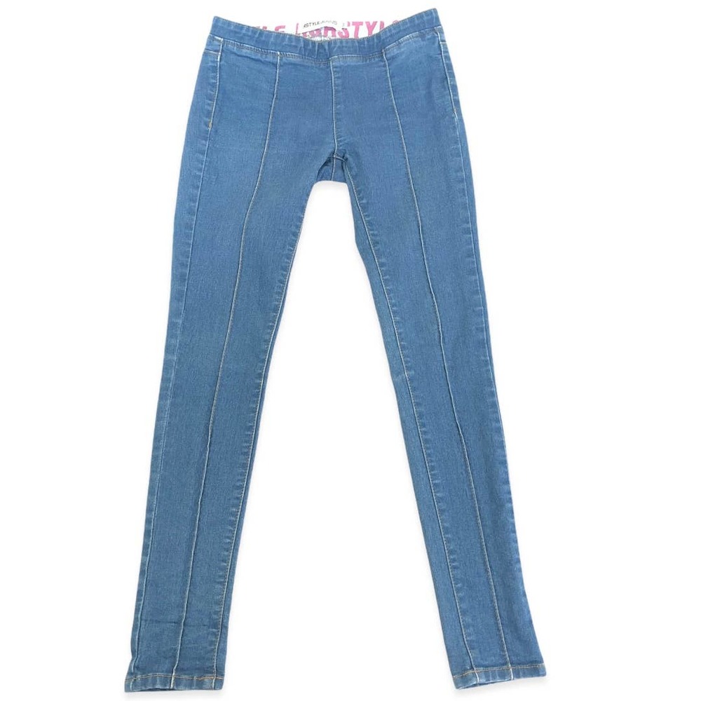 HSTYLE Skinny Jeans Pull-On Front Seaming Stretchy Blue